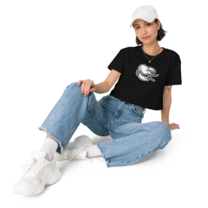 White Crawfish - Black Crop top